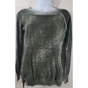 525 America Dark Green Ribbed Crew Neck Top Small Lightweight Soft Stretch